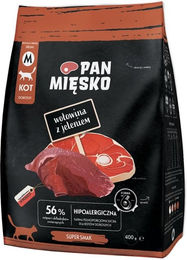 Produktbild von PAN MIĘSKO Trockenfutter mit Rind und Hirsch Hypoallergen für adulte Katzen M 400 g