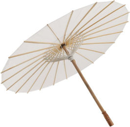 Produktbild von Papiersonnenschirm für Kinder aus Bambus und Papier im chinesischen Stil, elegante weiße DIY-Papierschirme zur Dekoration 83cm/32.7in