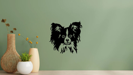 Produktbild von Papillon Spaniel Kopf Wandtattoo Wandbild Wandsticker Wandaufkleber Wanddekoration