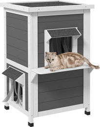 Produktbild von PawHut 2-stöckige Katzenhöhle mit Türvorhang