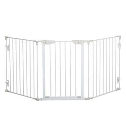 Produktbild von PawHut Absperrgitter für Hunde 3 Elemente mit Sicherheitstür Metall Weiß