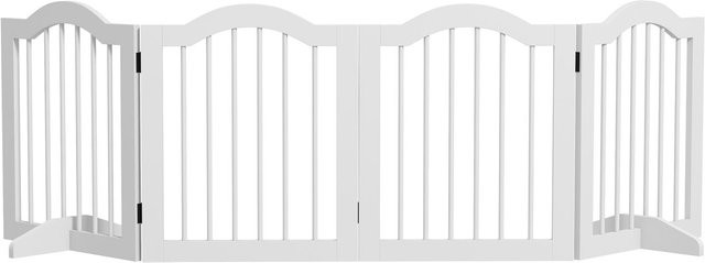 Produktbild von PawHut Absperrgitter Hund 4-teilig faltbar mit Tür und Stützfüßen