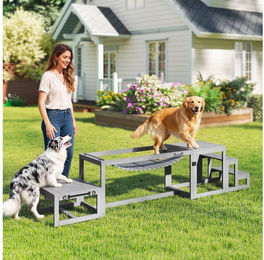 Produktbild von PawHut Agility-Hürde Hundetraining mit Brücke, Treppe, Plattform, Tannenholz, Agility Set (3-tlg) für mittelgroße, große Hunde bis 40 kg, Grau