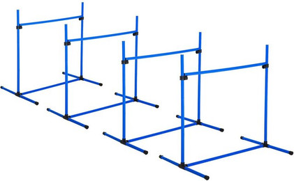 Produktbild von PawHut Agility Hürdenset Slalom Stangen Hunde Training Set 4 Hürden Blau