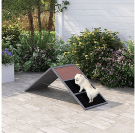 PawHut Agility-Wippe mit rutschfeste Oberfläche, A-Rahmen, Tannenholz, höhenvertstellbar Hunde Agility Steg (1-tlg) für Hunde bis 40 kg, 173 x 59 x 66 cm, Grau – Bild 1 von 5