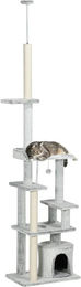 Produktbild von PawHut Deckenhoher Kratzbaum Katzenbaum 225-255 cm Hellgrau