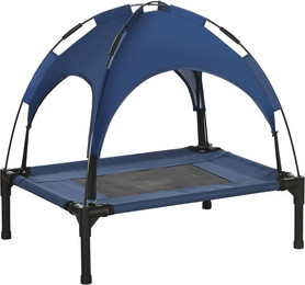 Produktbild von PawHut Erhöhtes Hundebett mit Baldachin Dunkelblau
