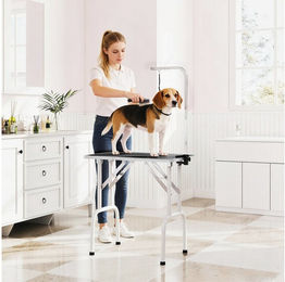 Produktbild von PawHut Fellpflege Haustierpflegetisch mit Schlinge, klappbaren Stahlbeine, (Trimmtisch für Hunde, 1-St., Hundepflegetisch), 81 x 48,5 x 80 cm, Schwarz