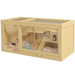 Produktbild von PawHut Hamsterkäfig aus Holz, 100 cm Kleintierstall