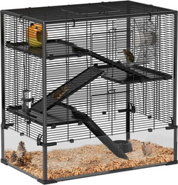 Produktbild von PawHut Hamsterkäfig für Zwerghamster mit Glasboden und 4 Ebenen