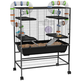 Produktbild von PawHut Hamsterkäfig Nagerkäfig mit Rädern, Röhren, Ablagefläche, Rampen, Laufrad, Futternapf, Wasserflasche