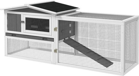 Produktbild von PawHut Hasenstall Kaninchenstall mit Freilaufgehege und Bodenwanne