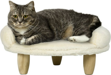 Produktbild von PawHut Haustierbett mit erhöhtem Design und Holzbeinen, Creme