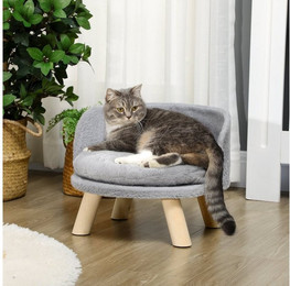 Produktbild von PawHut Haustierbett mit Kissen, erhöht, Grau