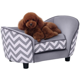 PawHut Haustiersofa Hundebett mit Kissen Grau - 1 Stk. – Bild 1 von 10