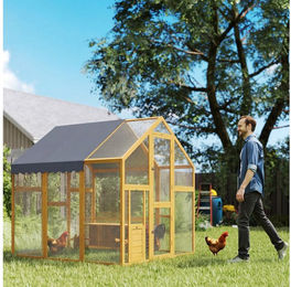 PawHut Hühnerstall Freilaufgehege Holz mit wasserdichtem Tuch, Sicherheitsschloss, für 6-8 Hühner, Enten, Gänse, Kaninchen, 1,7 x 1,8 x 1,8 m – Bild 1 von 5