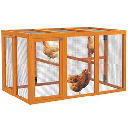 PawHut Hühnerstall mit Holzsitzstangen, erweiterbares Design, für 1-3 Hühner, Orange – Bild 1 von 9