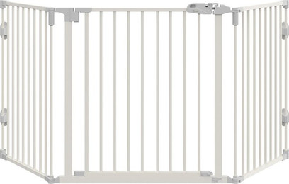 Produktbild von PawHut Hunde Absperrgitter Türschutzgitter klappbar Weiß 202,5 x 76 cm