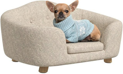Produktbild von PawHut Hundebett Hundesofa mit Kissen Plüsch Cremeweiß