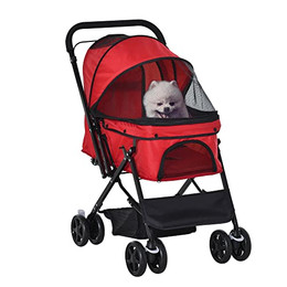 Produktbild von PawHut Hundebuggy Hundewagen für kleine Hunde und Katzen Oxford Rot