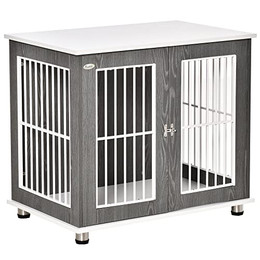 Produktbild von PawHut Hundehütte Hundehaus aus Holz mit Stahlrahmen für kleine und mittelgroße Hunde