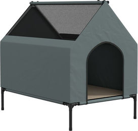 Produktbild von PawHut Hundehütte Outdoor mit Mesh-Fenster und erhöhtem Hundebett