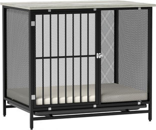 Produktbild von PawHut Hundekäfig für Zuhause mit Kissen und Paletten, abschließbar, Grau