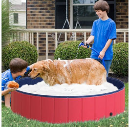 PawHut Hundepool Schwimmbad, (Hundebadewanne, 1-tlg., Schwimmbecken), für Garten, Balkon, Rot – Bild 1 von 5