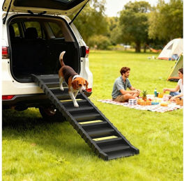 PawHut Hunderampe (klappbar Hundetreppe, 1-St., rutschfest Hundeautorampe), 154x40cm, für Große & Kleine Tiere bis 68 kg Schwarz – Bild 1 von 5