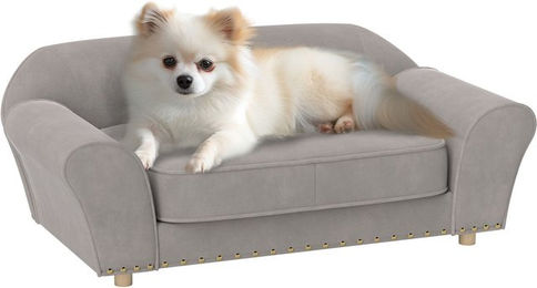 Produktbild von PawHut Hundesofa für kleine Hunde mit abnehmbarem Kissen und Nietendekoration