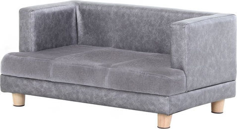 Produktbild von PawHut Hundesofa Haustiersofa Hundebett Kunstleder Kurzplüsch Grau