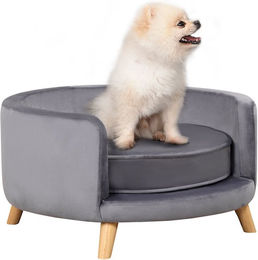 Produktbild von PawHut Hundesofa mit Samtoptik und Holzbeinen