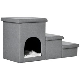 Produktbild von PawHut Hundetreppe 3-stufig mit Höhle und Stauraum