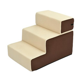 Produktbild von PawHut Hundetreppe Katzentreppe 3 Stufen Plüsch Beige