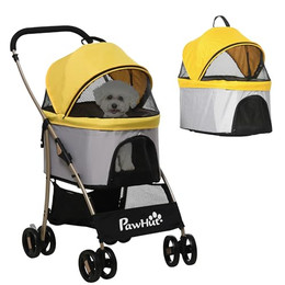 Produktbild von PawHut Hundewagen 2 in 1 Hundetrolley faltbar mit Kissen und Netzfenster
