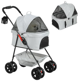 Produktbild von PawHut Hundewagen 3 in 1 klappbar für Hunde & Katzen bis 4 kg