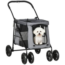 PawHut Hundewagen faltbarer Hundebuggy mit Kissen und Netzfenstern – Bild 1 von 9