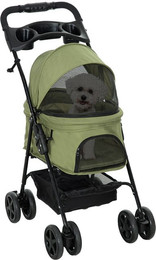 Produktbild von PawHut Hundewagen Hundebuggy für kleine Hunde und Katzen Dunkelgrün