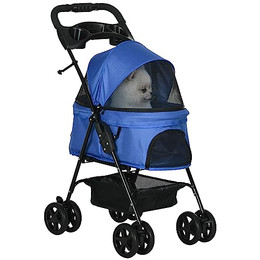 Produktbild von PawHut Hundewagen Hundebuggy für kleine Hunde und Katzen Oxford Blau
