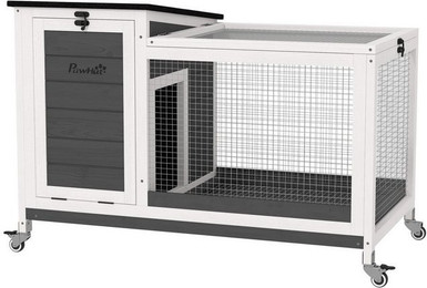 Produktbild von PawHut Kaninchenstall aus Holz mit Freilaufgehege und Klappdach