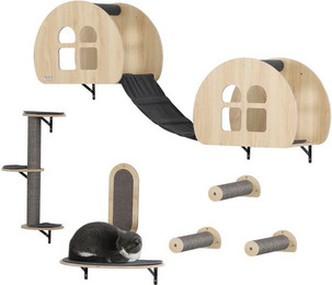 Produktbild von PawHut Katzen-Kletterwand 7-teilig mit Sisalpfostenleiter und Kratzbrett