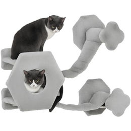 PawHut Katzen Kletterwand mit Katzenliege, Katzenhöhle und Spielball – Bild 1 von 9