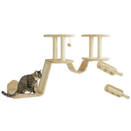 Produktbild von PawHut Katzen Kletterwand Set 3-teilig mit Kratzbaum und Sitzstangen