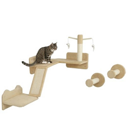 Produktbild von PawHut Katzen Kletterwand Set 3-teilig mit Kratzbrett und Spielball