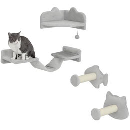 PawHut Katzen Kletterwand Set, 4-teilig mit Stufen, Leiter, Sprungtürmen und Kratzbaum – Bild 1 von 9