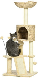 Produktbild von PawHut Katzen Kratzbaum 116 cm mit Katzenhöhle und Katzenbett, Beige