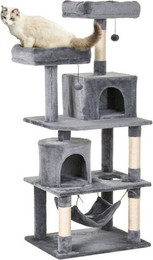 Produktbild von PawHut Katzen Kratzbaum groß 145 cm mit Hängematte und Sisalstämmen