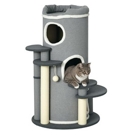 Produktbild von PawHut Katzen Kratztonne 99 cm Katzenbaum mit Katzenbett und Spielball