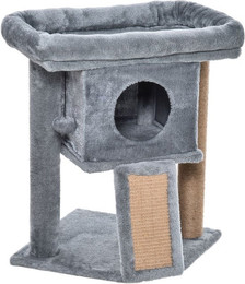 Produktbild von PawHut Katzenbaum mit Jute-Kratzmatte und Spielball Hellgrau