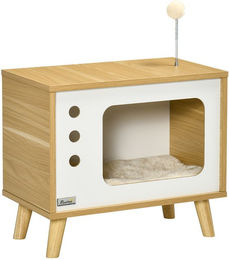 PawHut Katzenhöhle im TV-Design mit Spielball und Kissen – Bild 1 von 10